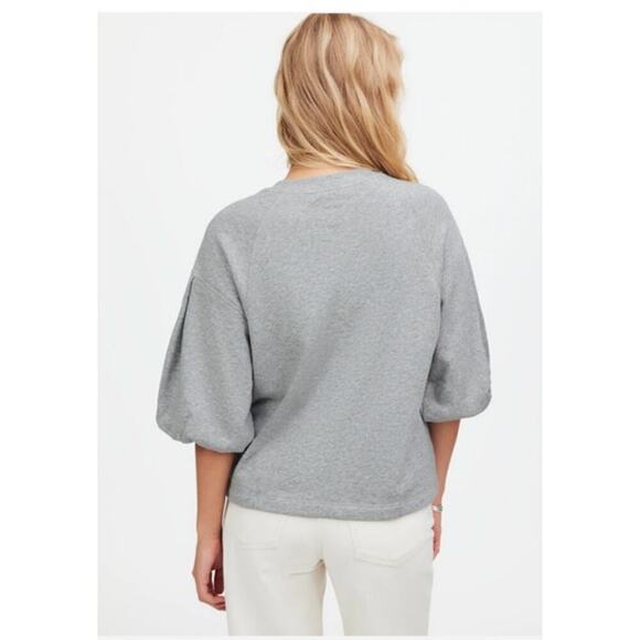 Madewell Puff Sleeve Sweatshirt Tee Gray NWT XS - Picture 2 of 9